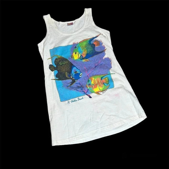 Vintage 1992 Pina Colada Susan Moustaki Fish Casual Resort Beach Dress As Found - Picture 1 of 10